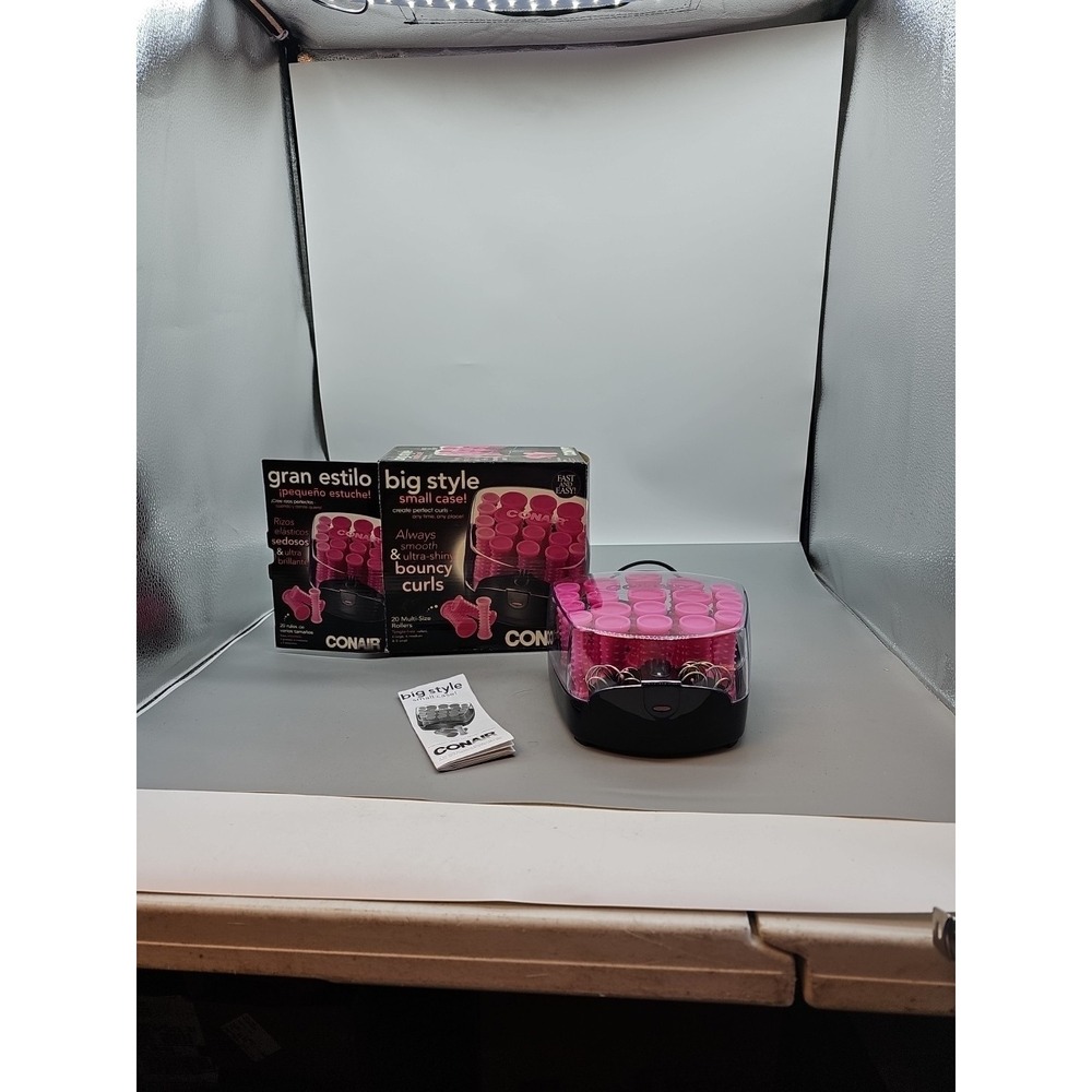 Conair Big Style Small Case Compact 20 Multi-Sized Hot Rollers Pink Bouncy Curls